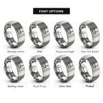 font options for inside engraving on gray handler dog silhouette rings