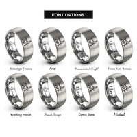 font options for inside engraving on gray handler dog silhouette rings