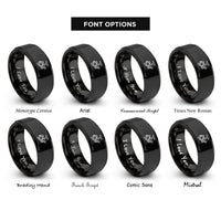 font options for inside engraving on black handline reel rings