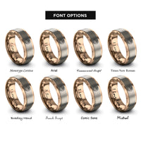font options for inside engraving on rose gold handprint heart circle rings