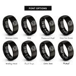 font options for inside engraving on black hands heart rings