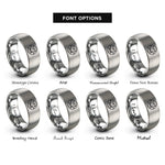 font options for inside engraving on grey handshake over globe rings