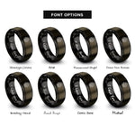 font options for inside engraving on gunmetal & black handshake over globe rings