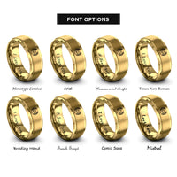 font options for inside engraving on gold handshake sportsmanship laurel rings