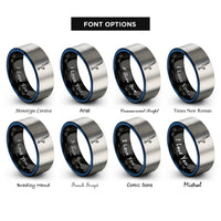font options for inside engraving on black & blue & grey handstand gym rings rings