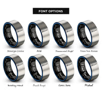 font options for inside engraving on black & blue & silver handstand push up rings