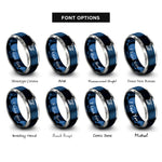 font options for inside engraving on blue & gray hang glider rings