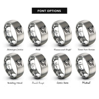 font options for inside engraving on gray hang glider rings