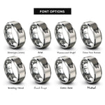 font options for inside engraving on gray hang glider rings
