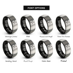 font options for inside engraving on black & grey hang ten pose rings