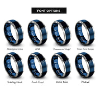 font options for inside engraving on blue & gray hang ten pose rings