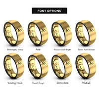 font options for inside engraving on black & gold hanging spider rings
