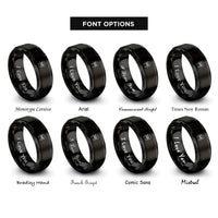 font options for inside engraving on black hanging spider rings