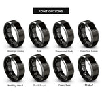 font options for inside engraving on black & gray hans device rings