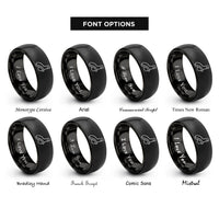 font options for inside engraving on black hans device rings