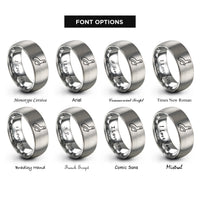 font options for inside engraving on grey hans device rings