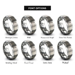 font options for inside engraving on silver hans device rings