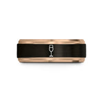 personalized presents for him – black & rose gold tungsten mimosa flute wedding band