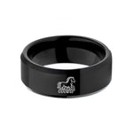 unique presents for him – black tungsten sleipnir horse wedding band