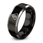 special presents for her – black & silver tungsten chevron warning stripes ring