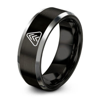 special presents for her – black & silver tungsten chevron warning stripes ring