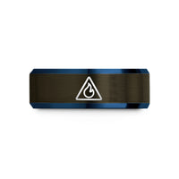 unique presents for her – gunmetal & blue tungsten delta heat wedding band