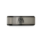custom engraved present rings – black & grey tungsten choir conductor wedding band