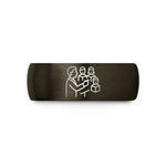 custom engraved present rings – gunmetal & black tungsten choir conductor wedding band