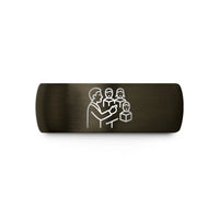 custom engraved present rings – gunmetal & black tungsten choir conductor wedding band