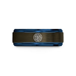 anniversary present ideas for him – gunmetal & blue tungsten circuit brain wedding band