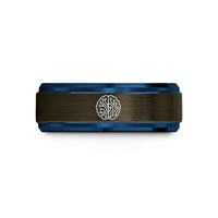 anniversary present ideas for him – gunmetal & blue tungsten circuit brain wedding band