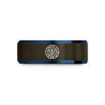 anniversary present ideas for him – gunmetal & blue tungsten circuit brain wedding band