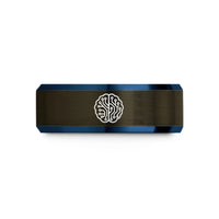 anniversary present ideas for him – gunmetal & blue tungsten circuit brain wedding band