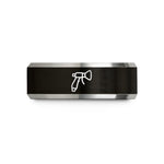 engraved rings for anniversaries – black & gray tungsten hose nozzle wedding band