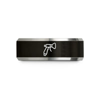 engraved rings for anniversaries – black & gray tungsten hose nozzle wedding band
