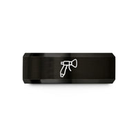 custom wedding band men – black tungsten hose nozzle wedding band