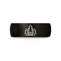 romantic anniversary ring presents – black & gold tungsten pine forest silhouette wedding band