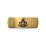 special presents for anniversaries – black & gold tungsten pine forest silhouette wedding band
