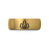 special presents for anniversaries – black & gold tungsten pine forest silhouette wedding band