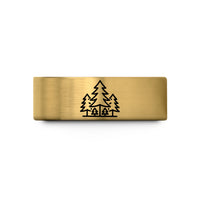 special presents for anniversaries – gold tungsten pine forest silhouette wedding band