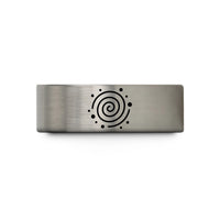 rings with inside engraving – grey tungsten spiral galaxy dots wedding band