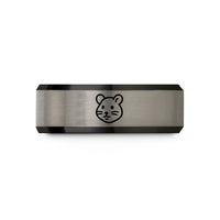 custom engraved bands – black & grey tungsten syrian hamster wedding band