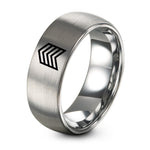 Happy Birthday for Him – grey tungsten chevron pattern ring