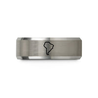 unique rings for men – black & grey tungsten south america stamp wedding band