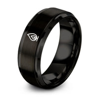 Happy Birthday Gift for Friend – black tungsten shamash candle flame ring