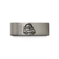 special present for pal – black & grey tungsten taco truck wedding band