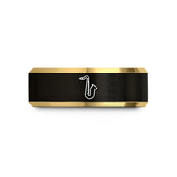 cool presents for adults – black & gold tungsten tenor saxophone wedding band