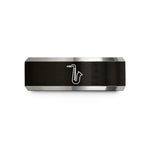 men’s tungsten wedding band – black & grey tungsten tenor saxophone wedding band