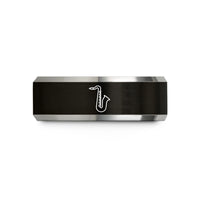 men’s tungsten wedding band – black & grey tungsten tenor saxophone wedding band