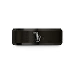 personalized jewelry for friends – black tungsten tenor saxophone wedding band